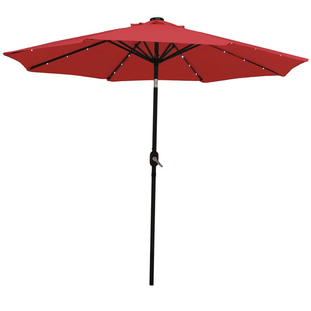 9' Red Polyester Octagonal Tilt Lighted Market Patio Umbrella — view 1