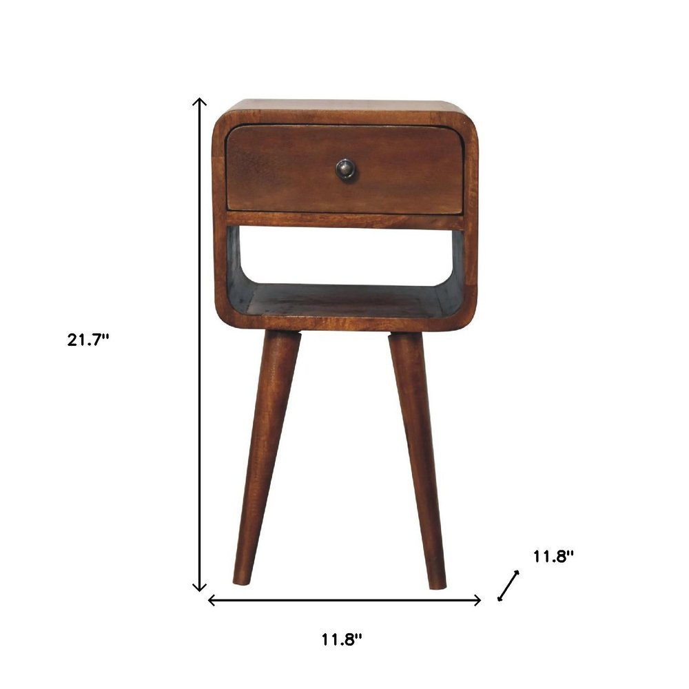 22" Chestnut Solid Wood One Drawer Nightstand HomeRoots