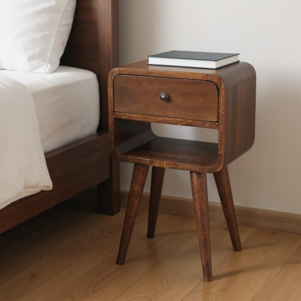 22" Chestnut Solid Wood One Drawer Nightstand HomeRoots