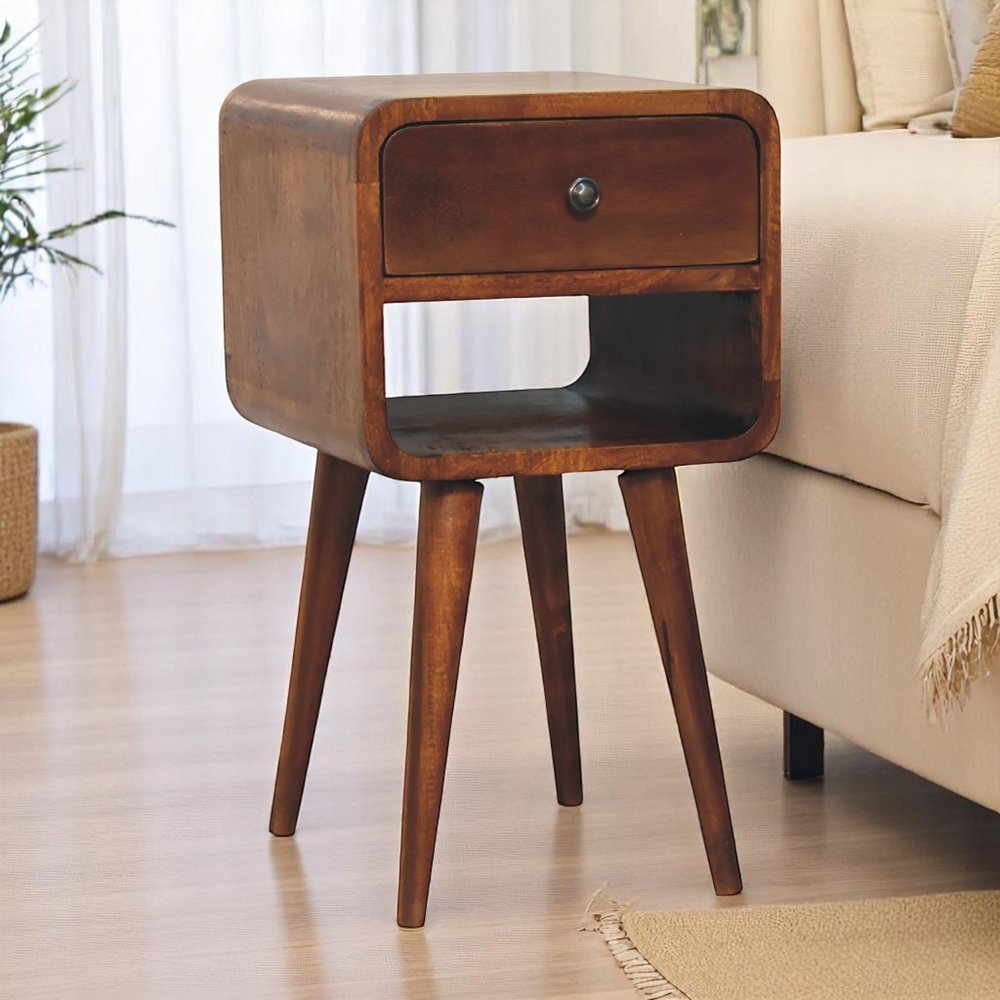 22" Chestnut Solid Wood One Drawer Nightstand HomeRoots
