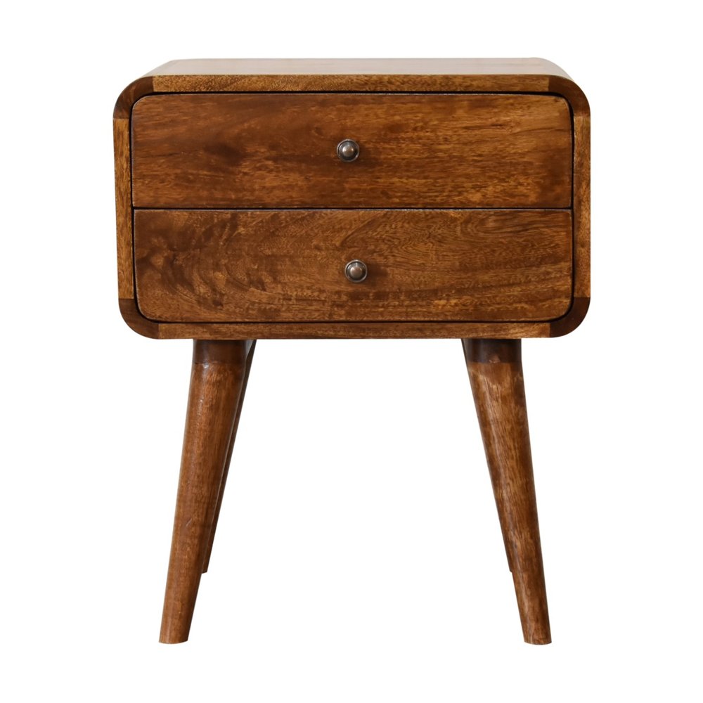 22" Chestnut Solid Wood Two Drawer Nightstand — view 1