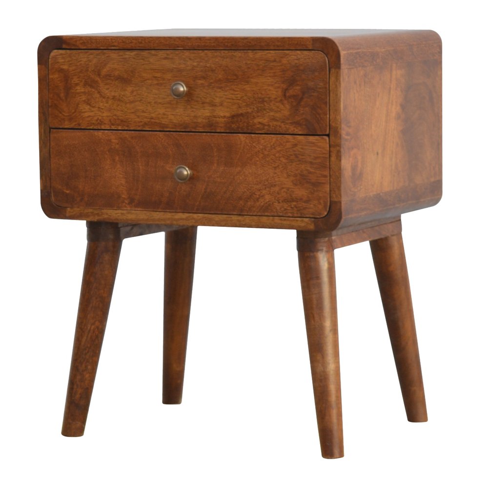 22" Chestnut Solid Wood Two Drawer Nightstand HomeRoots