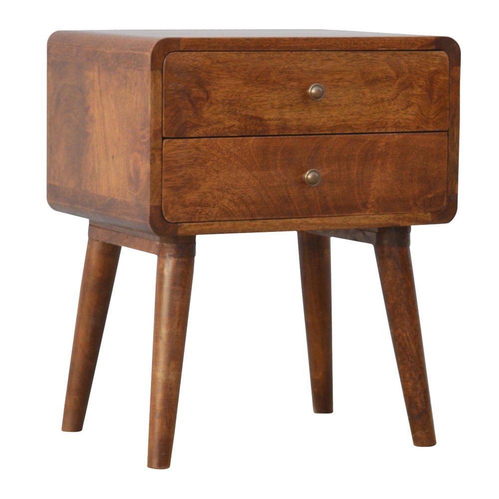 22" Chestnut Solid Wood Two Drawer Nightstand HomeRoots