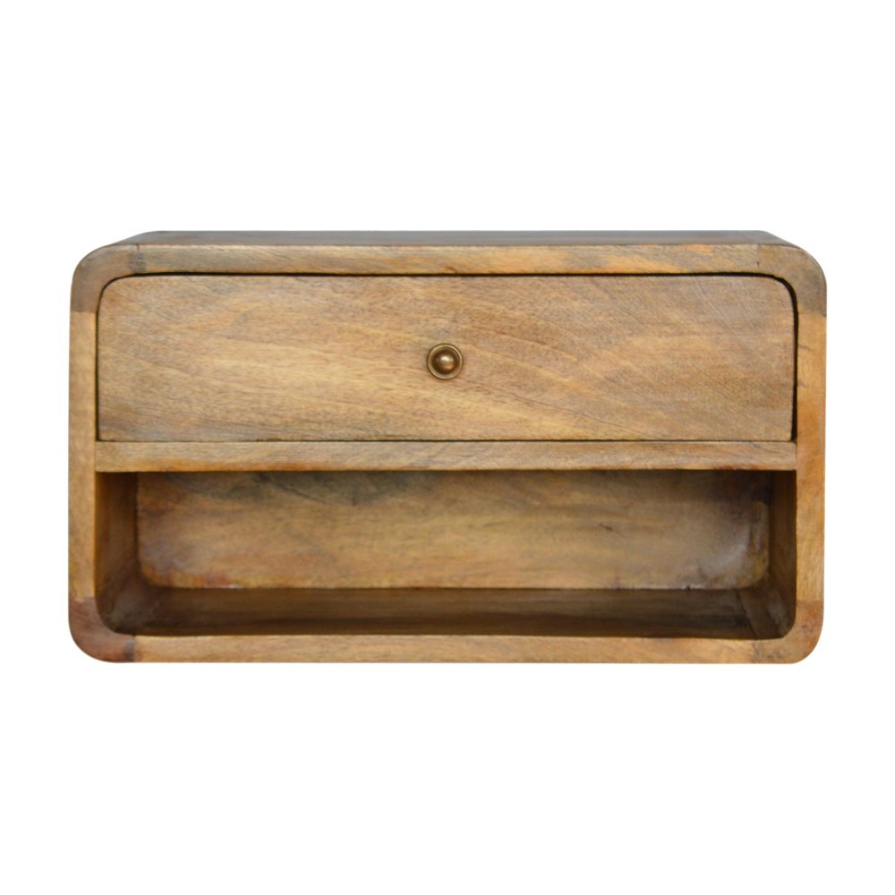 18" Natural Solid Wood One Drawer Floating Nightstand HomeRoots