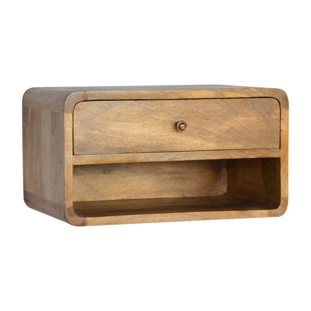 18" Natural Solid Wood One Drawer Floating Nightstand HomeRoots