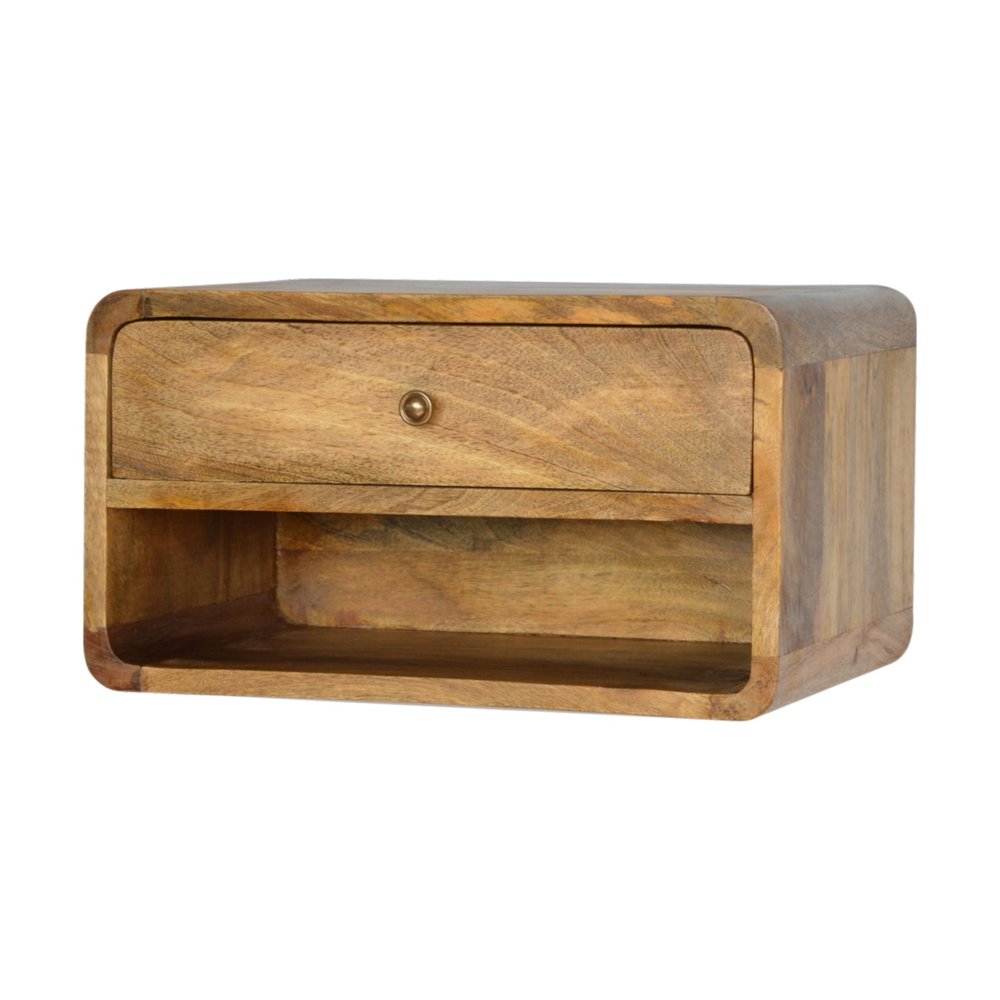 18" Natural Solid Wood One Drawer Floating Nightstand HomeRoots