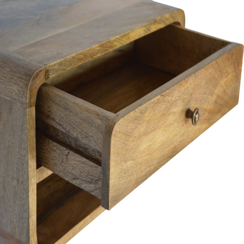 18" Natural Solid Wood One Drawer Floating Nightstand HomeRoots