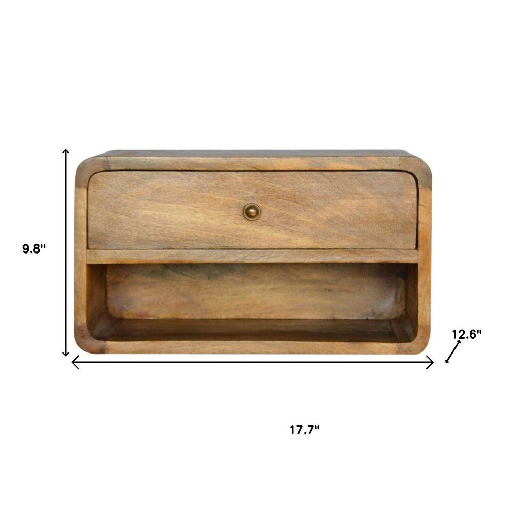 18" Natural Solid Wood One Drawer Floating Nightstand HomeRoots