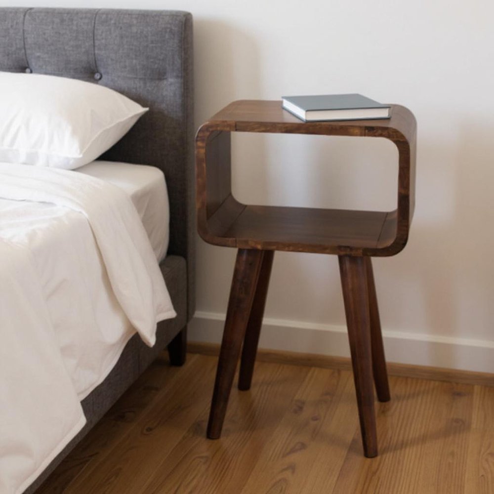 20" Chestnut Solid Wood Open Nightstand HomeRoots