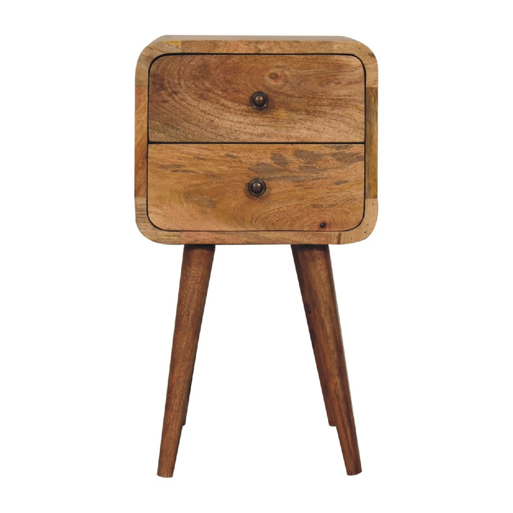 22" Oak Solid Wood Square Two Drawer Nightstand — view 2
