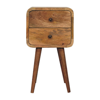 22" Oak Solid Wood Square Two Drawer Nightstand HomeRoots