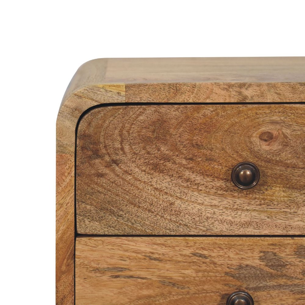 22" Oak Solid Wood Square Two Drawer Nightstand — view 3