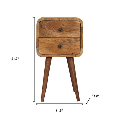 22" Oak Solid Wood Square Two Drawer Nightstand HomeRoots