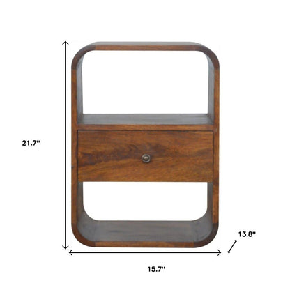 22" Brown Solid Wood One Drawer Nightstand HomeRoots