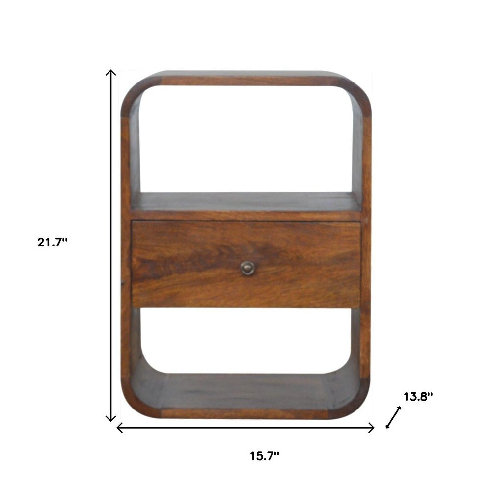 22" Brown Solid Wood One Drawer Nightstand — view 10