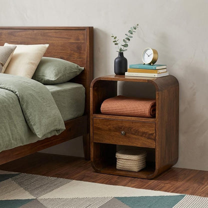 22" Brown Solid Wood One Drawer Nightstand HomeRoots