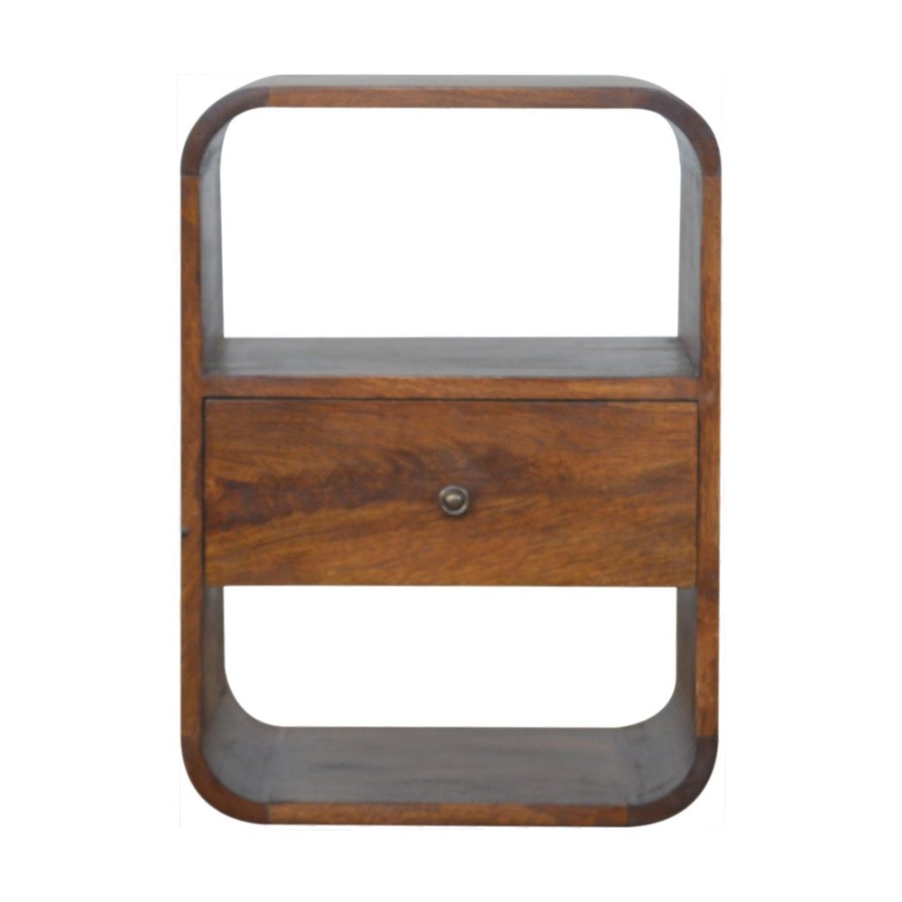 22" Brown Solid Wood One Drawer Nightstand — view 1