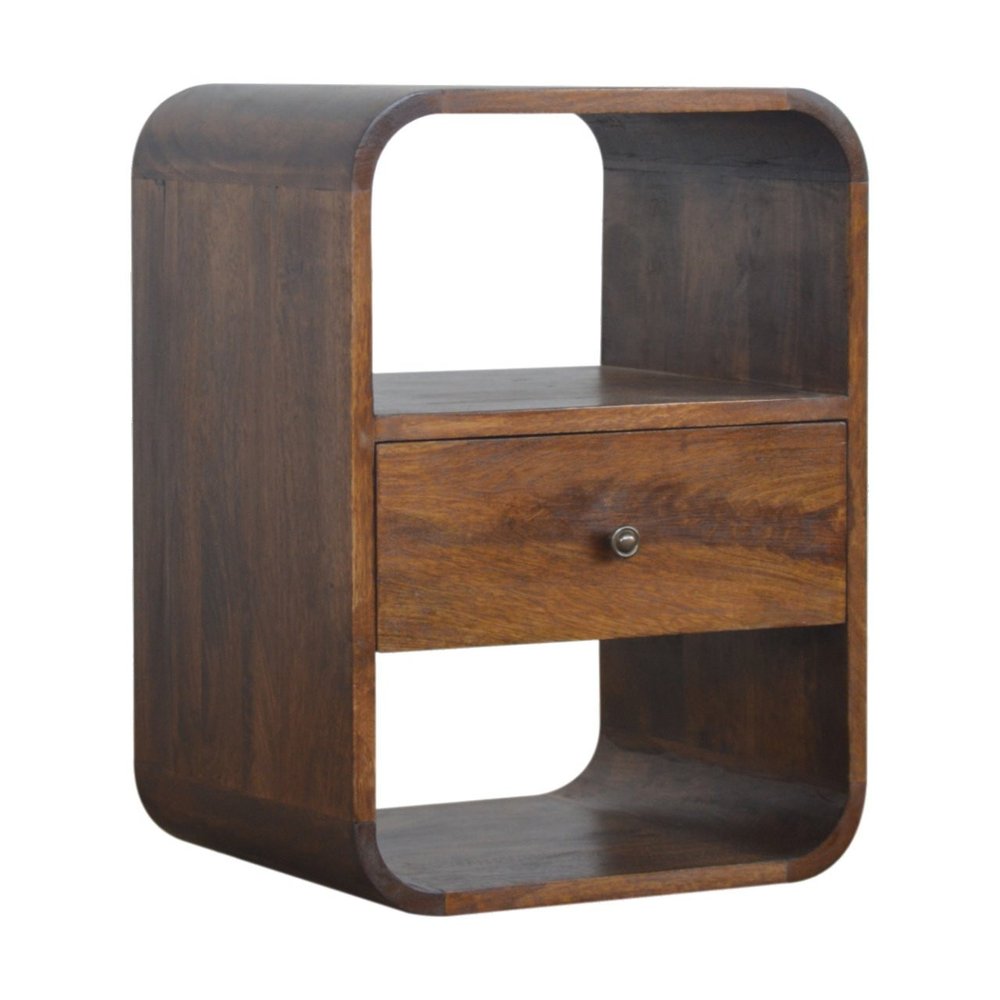 22" Brown Solid Wood One Drawer Nightstand — view 2