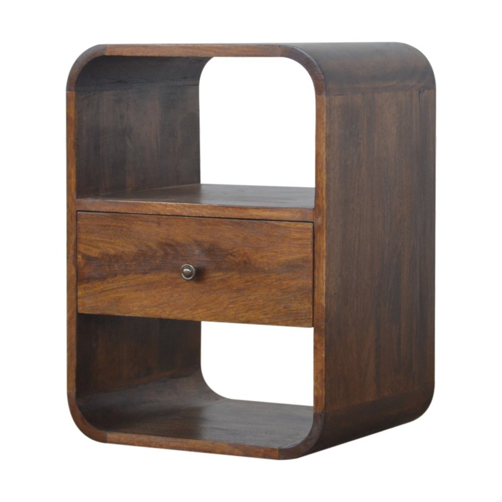 22" Brown Solid Wood One Drawer Nightstand — view 3