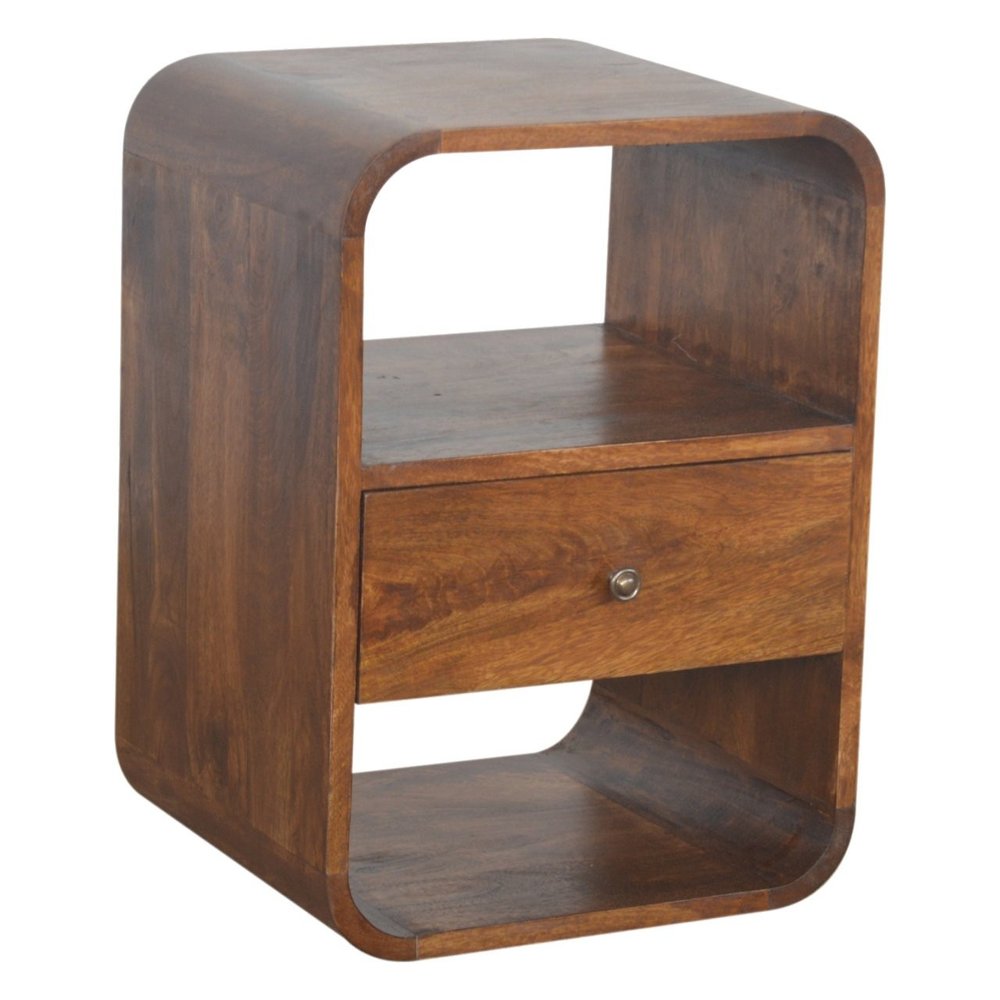 22" Brown Solid Wood One Drawer Nightstand — view 4