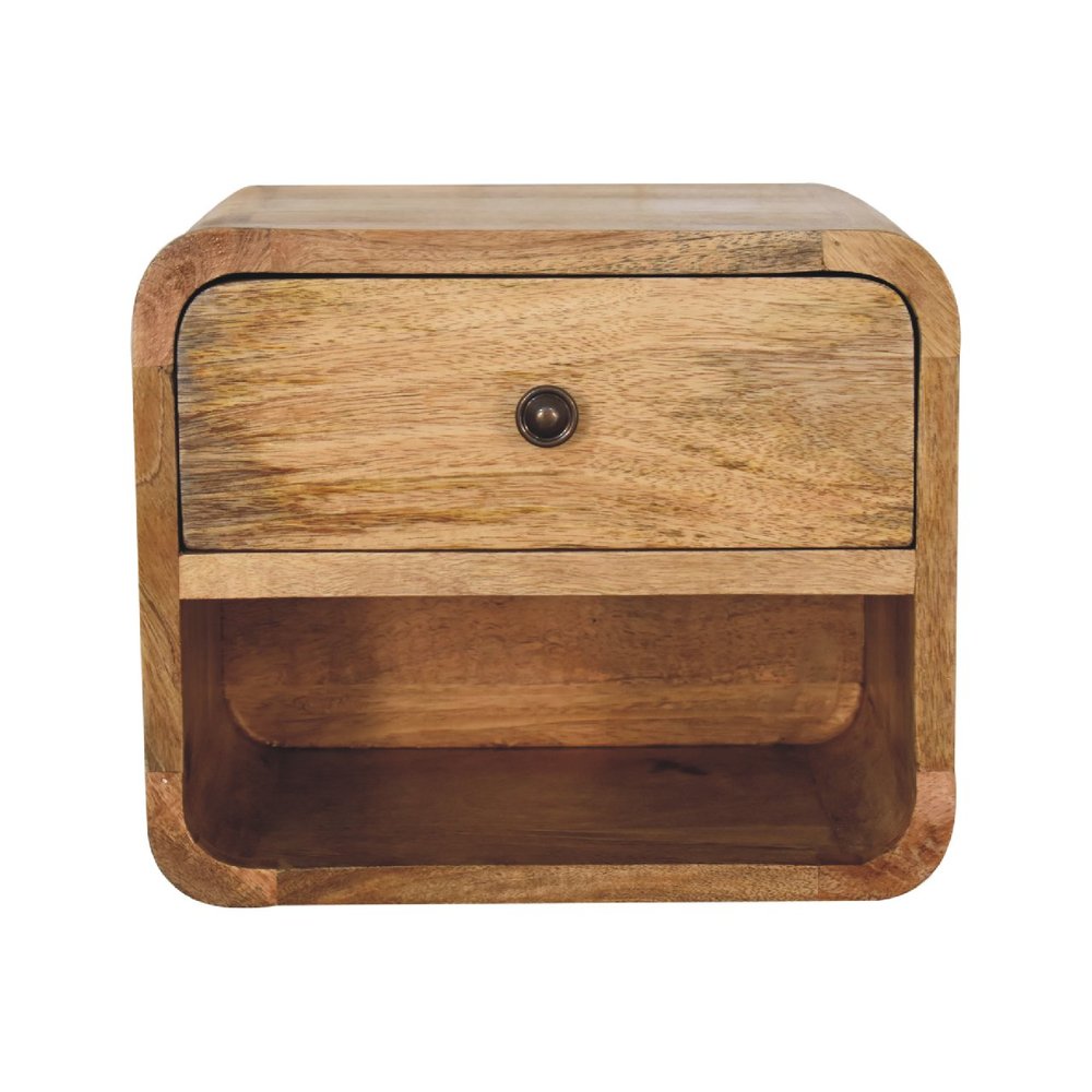 12" Oak Solid Wood One Drawer Floating Nightstand — view 1