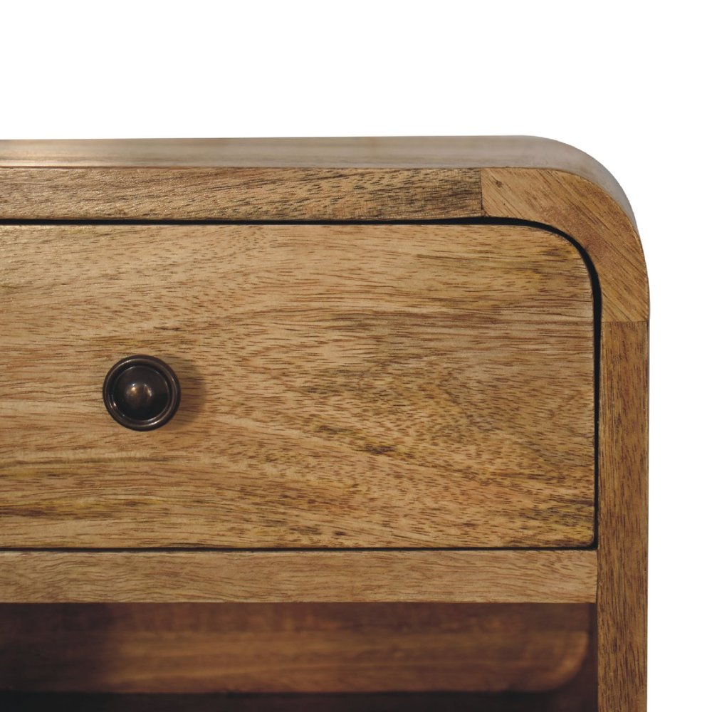 12" Oak Solid Wood One Drawer Floating Nightstand — view 4