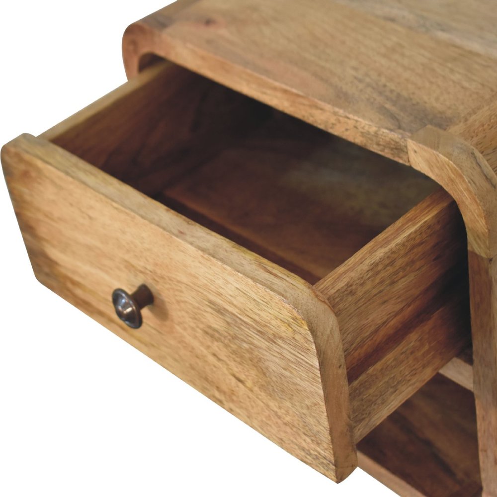 12" Oak Solid Wood One Drawer Floating Nightstand — view 6