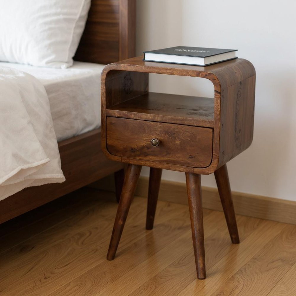 22" Chestnut Solid Wood Square One Drawer Nightstand HomeRoots