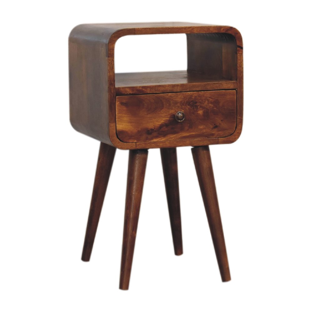 22" Chestnut Solid Wood Square One Drawer Nightstand HomeRoots