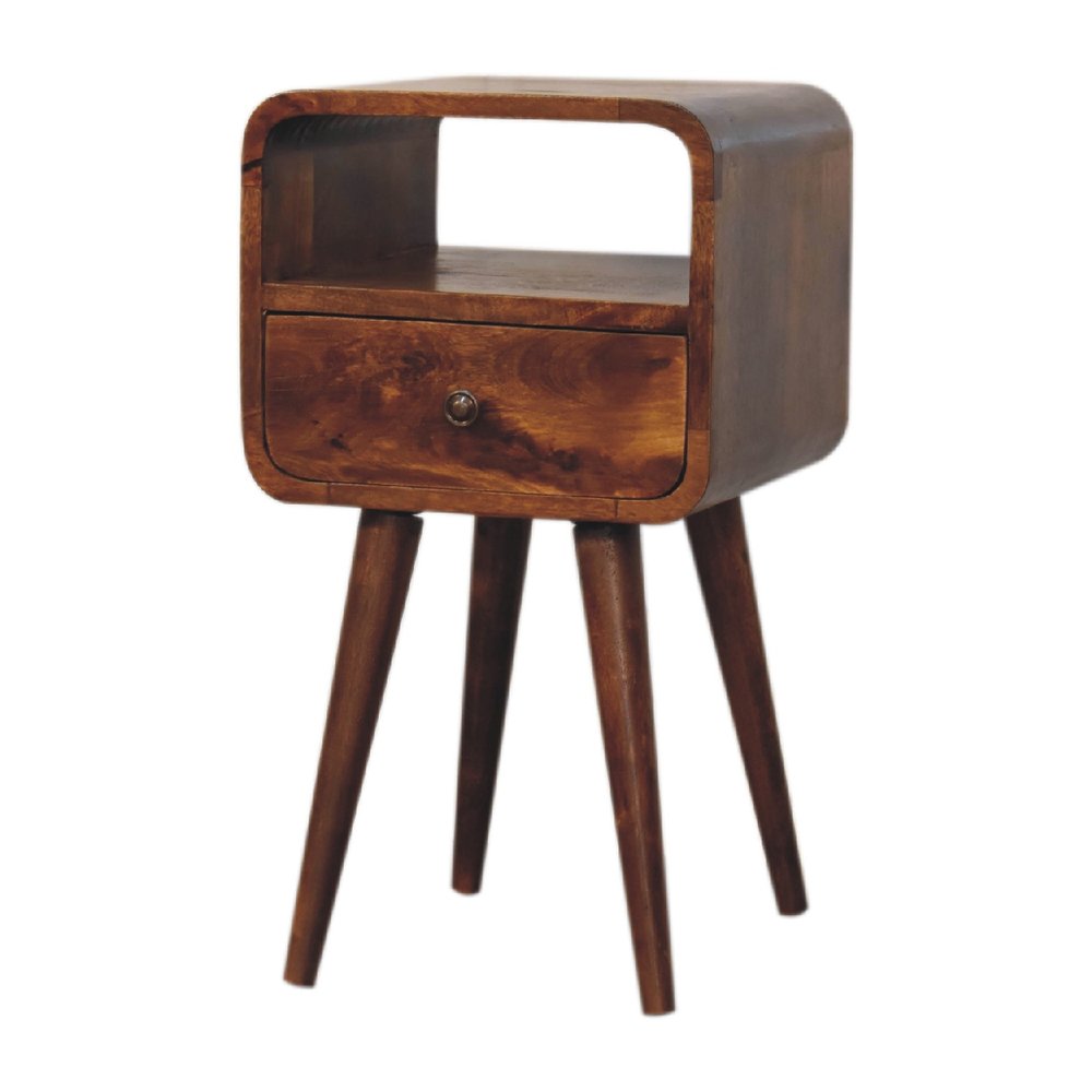 22" Chestnut Solid Wood Square One Drawer Nightstand — view 3
