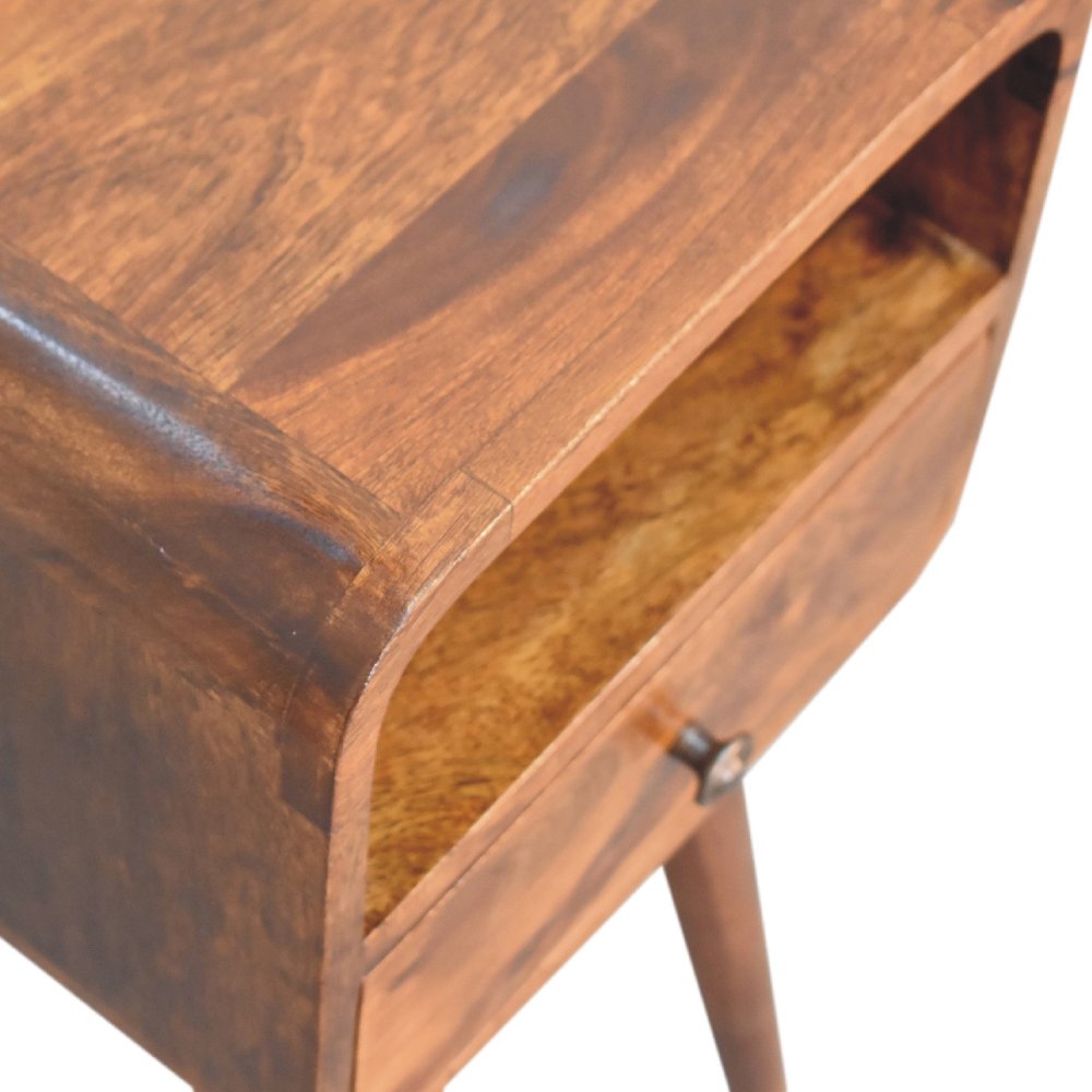 22" Chestnut Solid Wood Square One Drawer Nightstand HomeRoots