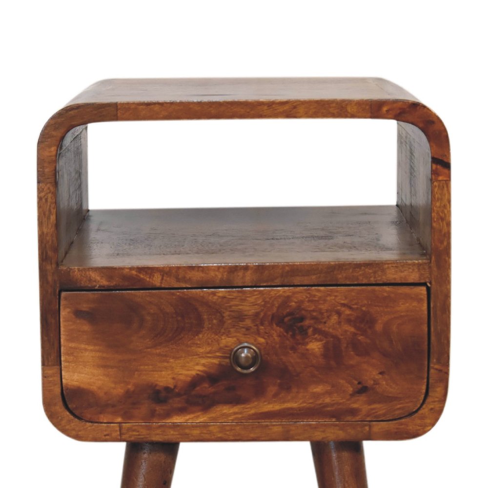 22" Chestnut Solid Wood Square One Drawer Nightstand HomeRoots