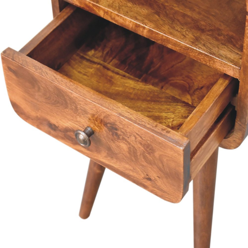 22" Chestnut Solid Wood Square One Drawer Nightstand HomeRoots