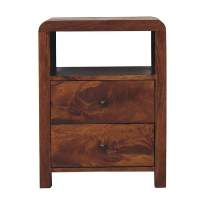 24" Chestnut Solid Wood Two Drawer Nightstand HomeRoots