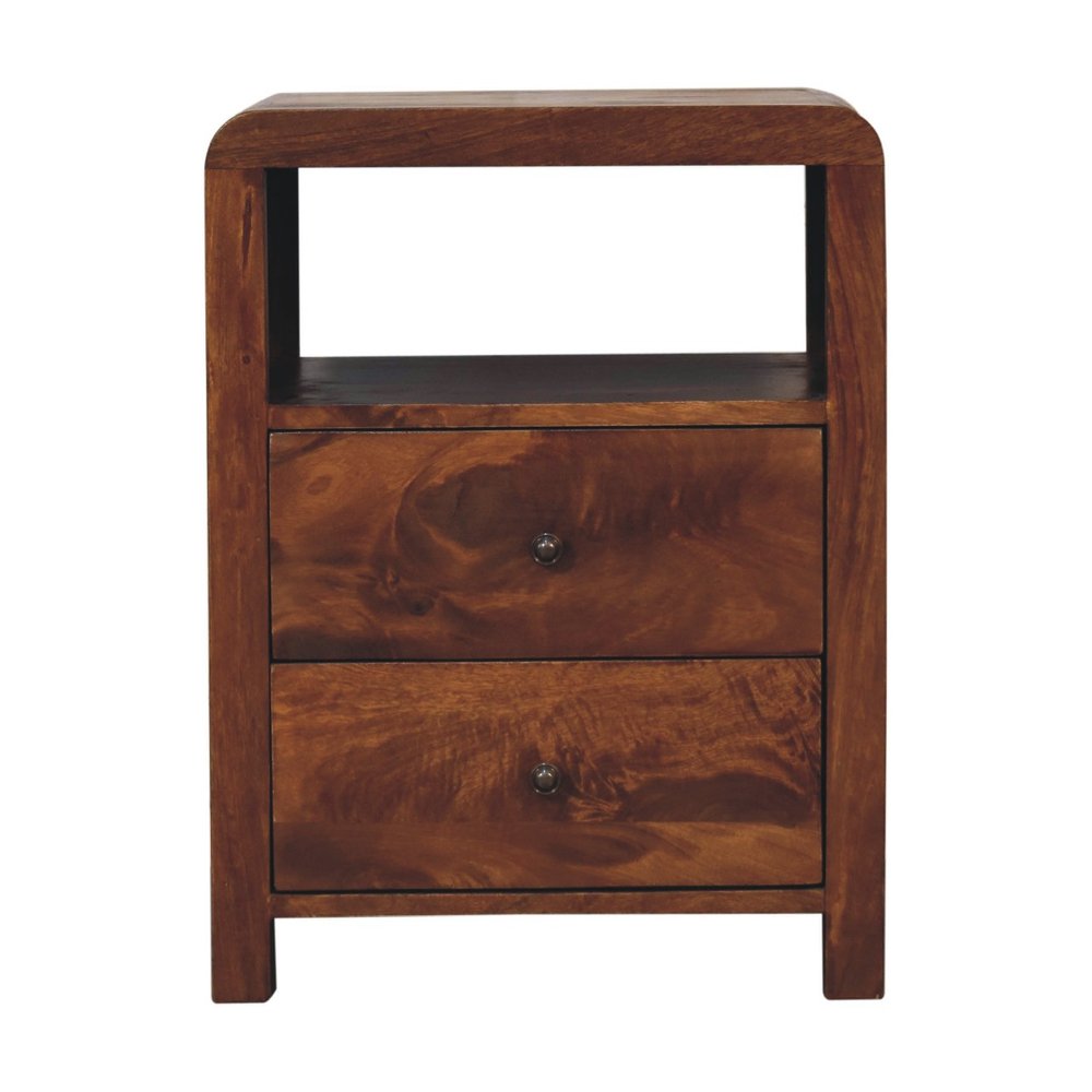 24" Chestnut Solid Wood Two Drawer Nightstand — view 1