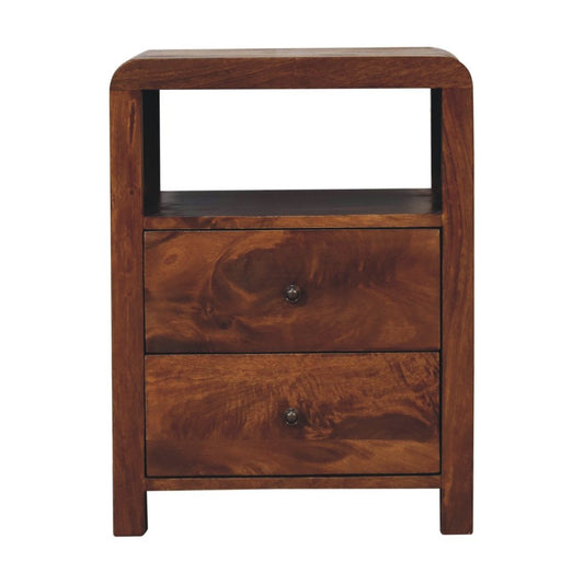 24" Chestnut Solid Wood Two Drawer Nightstand HomeRoots