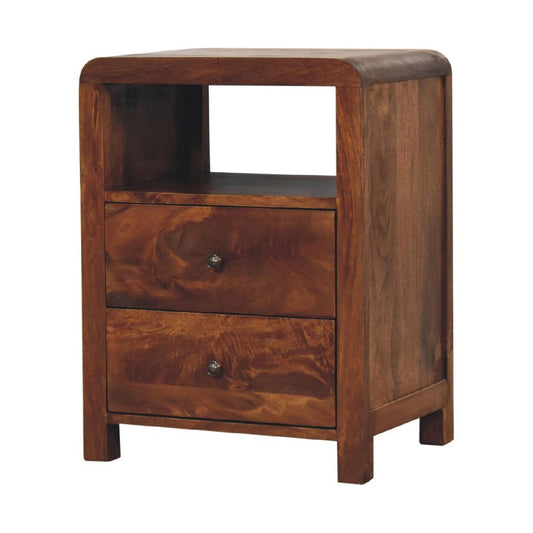 24" Chestnut Solid Wood Two Drawer Nightstand