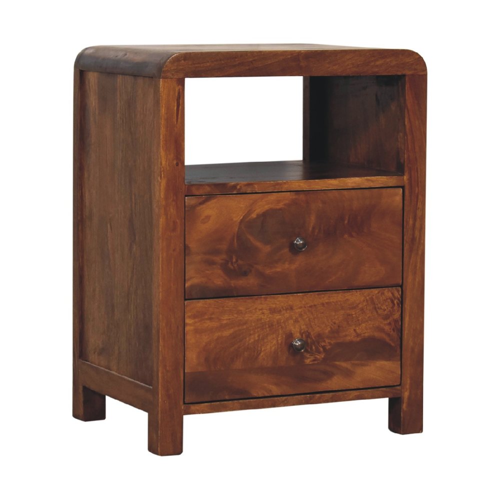 24" Chestnut Solid Wood Two Drawer Nightstand — view 3