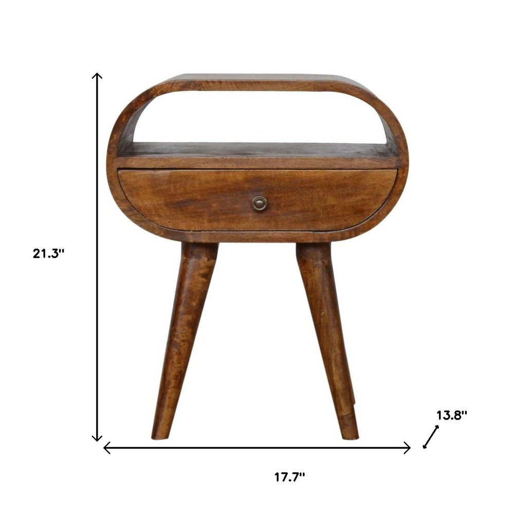 21" Brown Solid Wood Oval One Drawer Nightstand HomeRoots