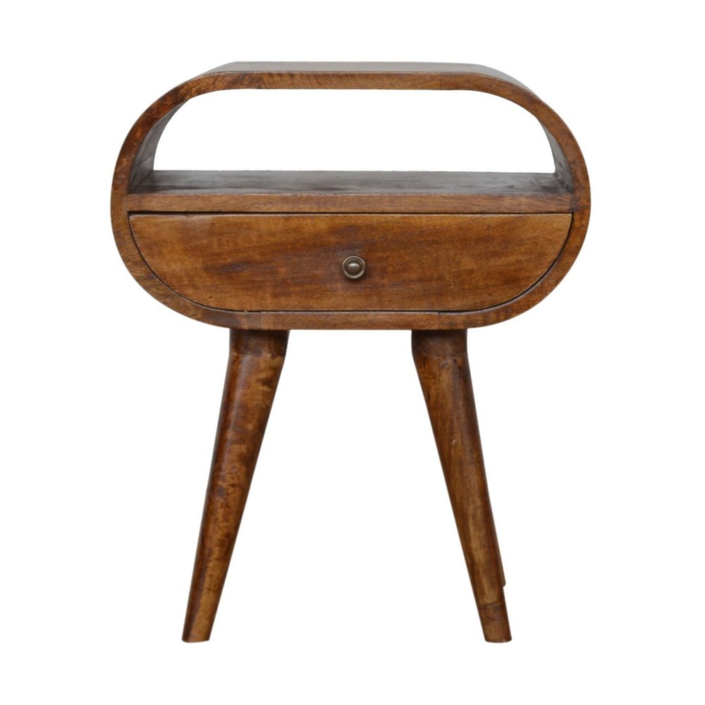 21" Brown Solid Wood Oval One Drawer Nightstand HomeRoots