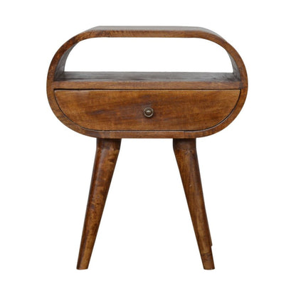 21" Brown Solid Wood Oval One Drawer Nightstand HomeRoots