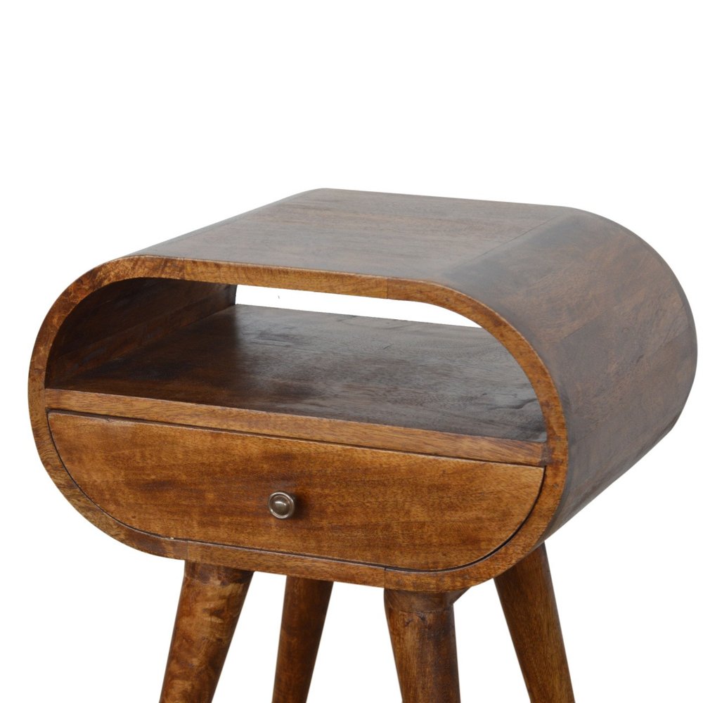 21" Brown Solid Wood Oval One Drawer Nightstand HomeRoots