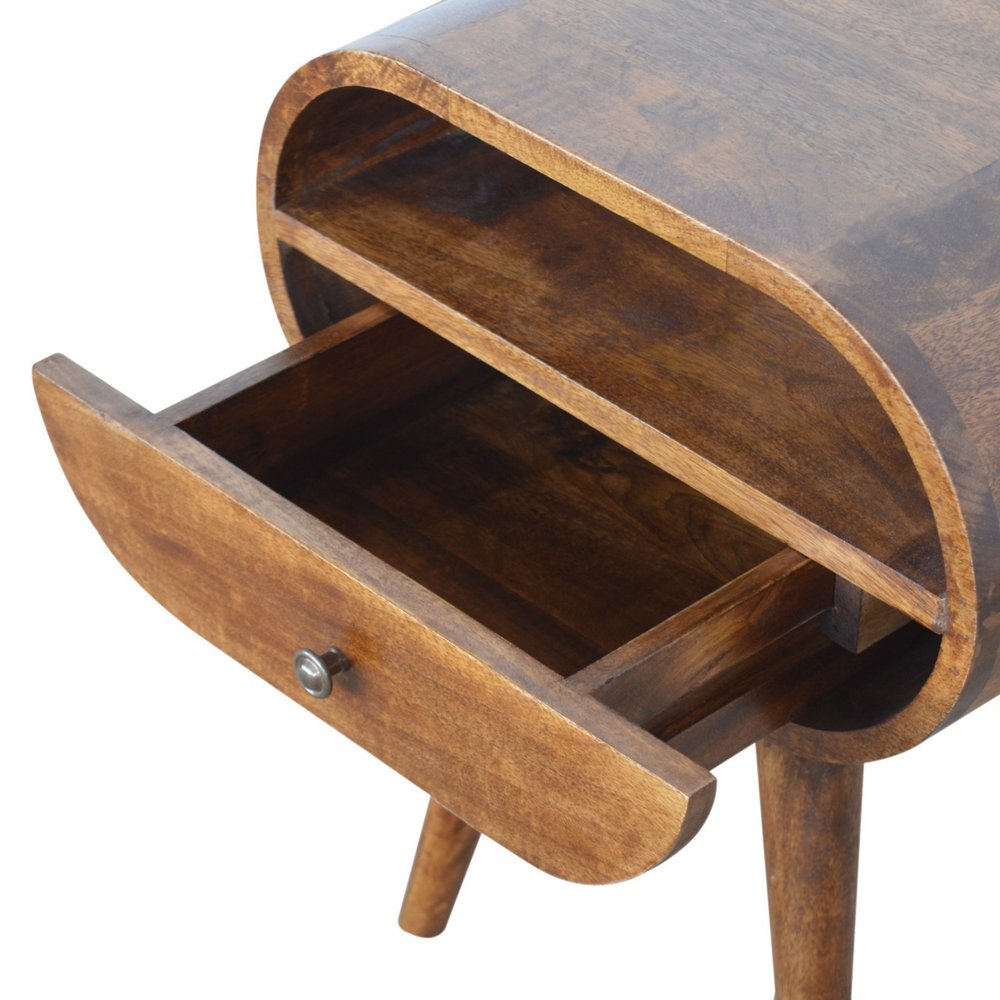21" Brown Solid Wood Oval One Drawer Nightstand HomeRoots