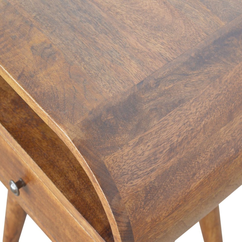 21" Brown Solid Wood Oval One Drawer Nightstand HomeRoots
