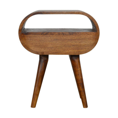 21" Brown Solid Wood Oval One Drawer Nightstand HomeRoots