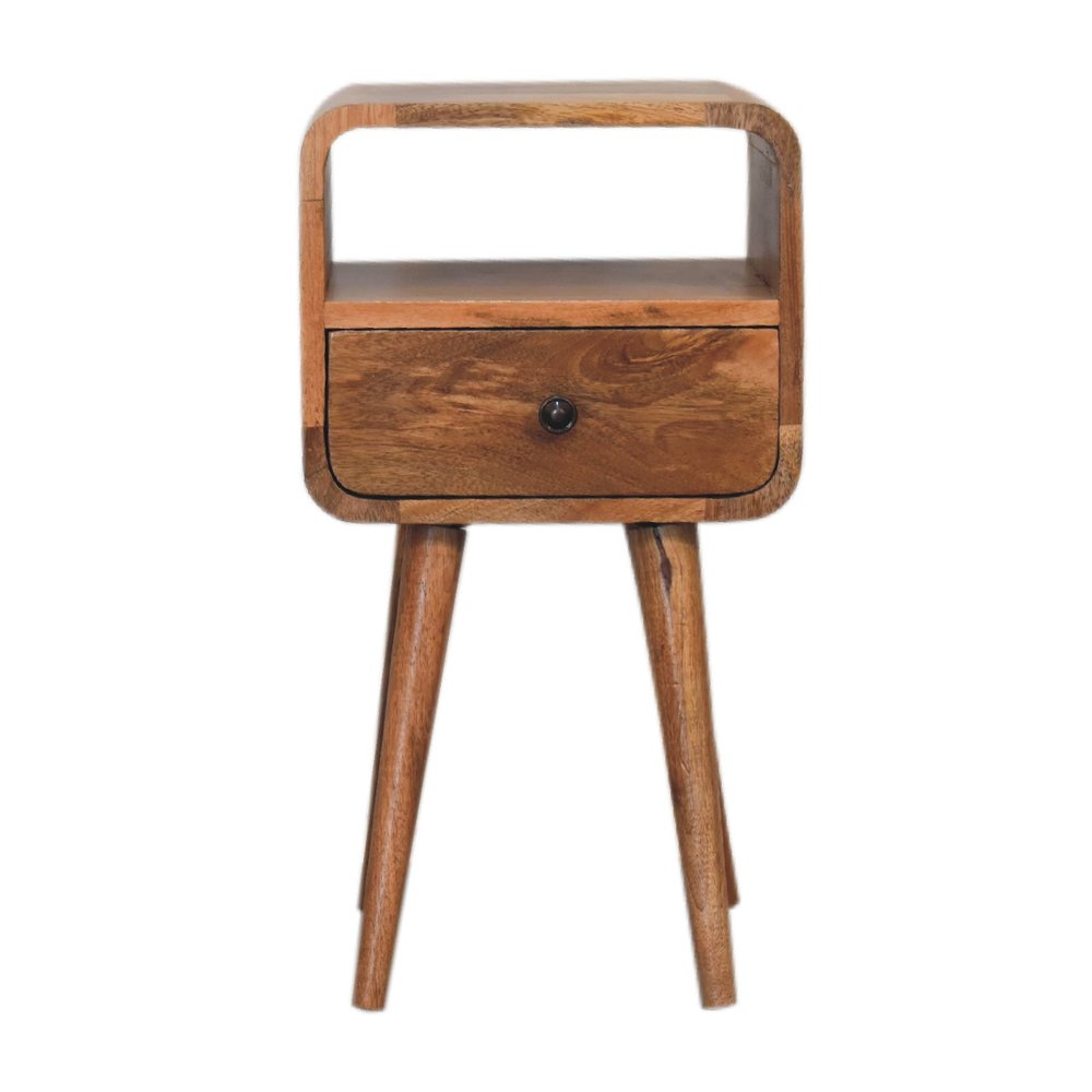 22" Oak Solid Wood Square One Drawer Nightstand HomeRoots