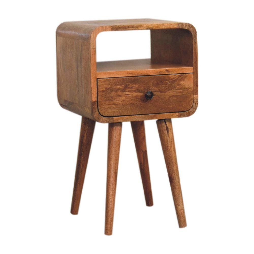 22" Oak Solid Wood Square One Drawer Nightstand HomeRoots