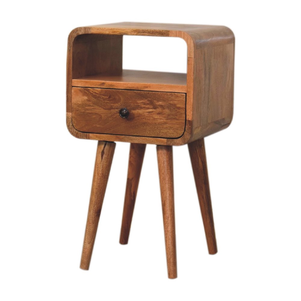 22" Oak Solid Wood Square One Drawer Nightstand HomeRoots