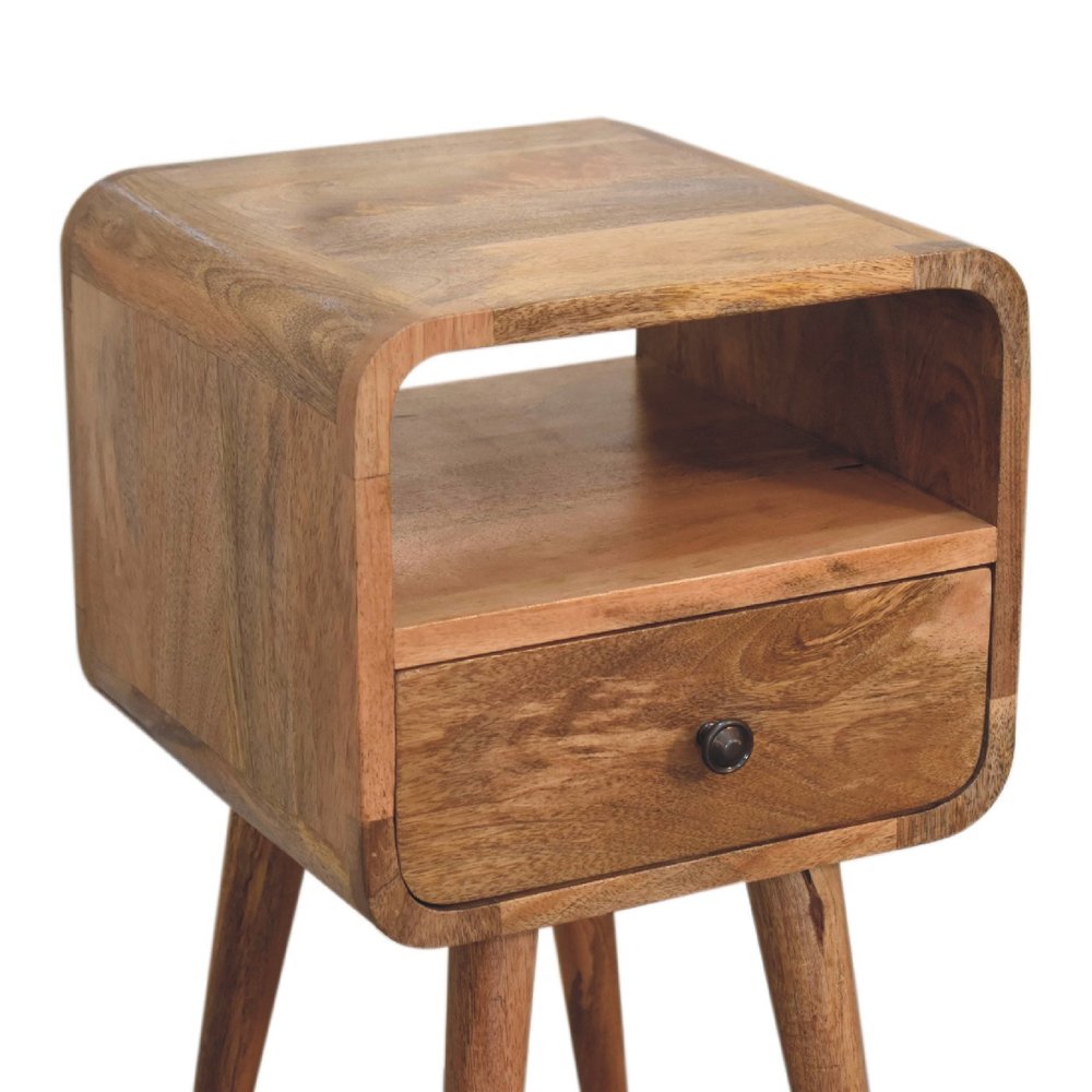 22" Oak Solid Wood Square One Drawer Nightstand HomeRoots