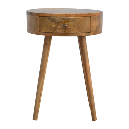 22" Natural Solid Wood Round One Drawer Nightstand HomeRoots